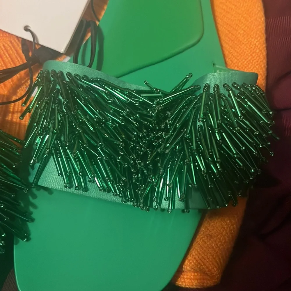 Zara Green Beaded Sandals - Picture 8 of 8